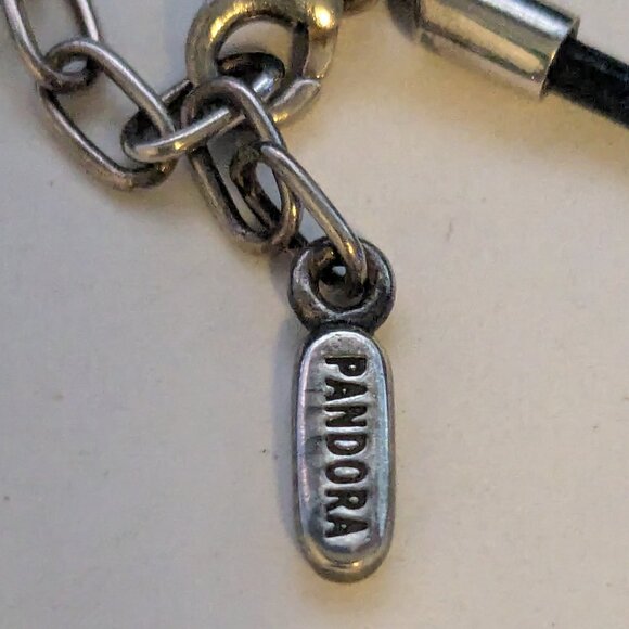 PANDORA ALE Black Corded "Inner Radiance" Charm 925 Sterling Silver Necklace - Picture 5 of 10